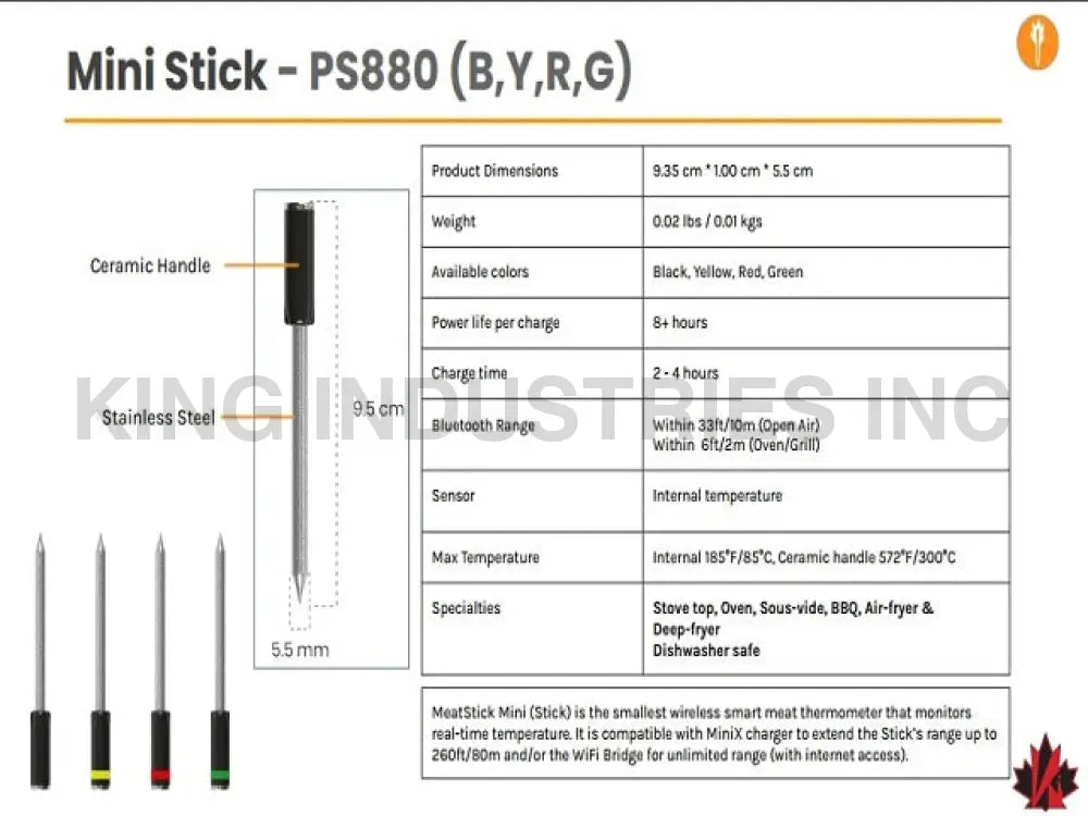 The MeatStick Mini Smart Wireless Meat Thermometer | BBQ Meat Mini Thermometers