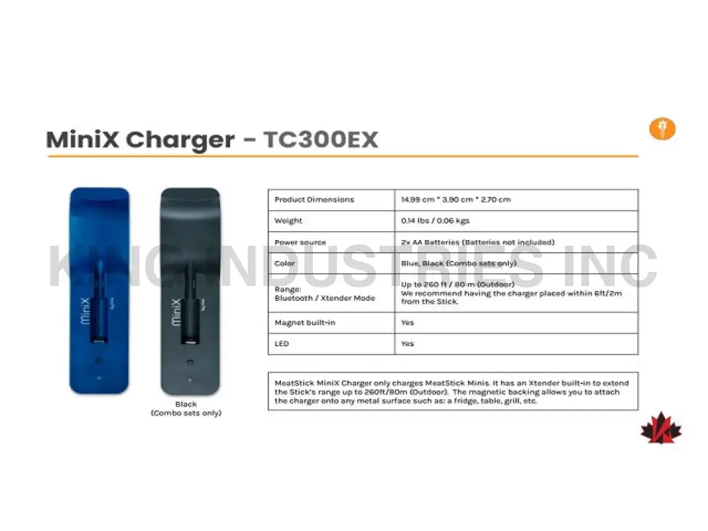 The MeatStick Mini X Smart Wireless Meat Thermometer Charger | BBQ Meat Mini Thermometers