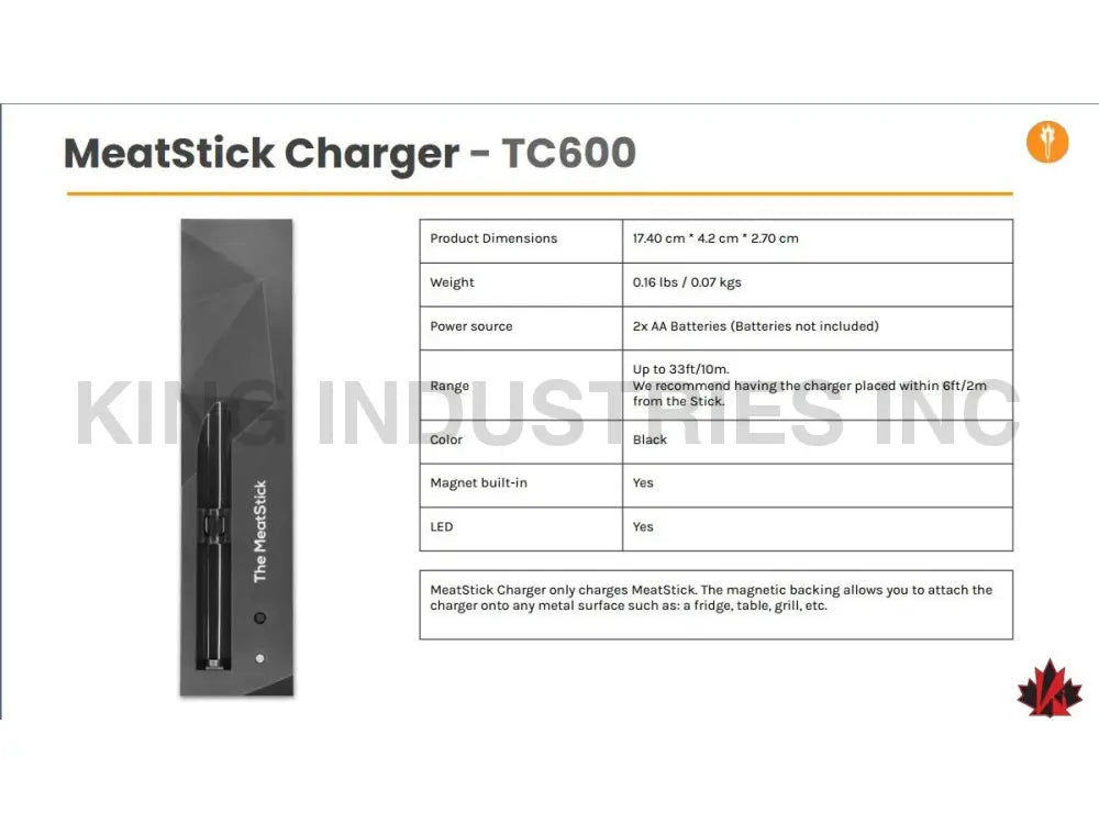 The MeatStick Smart Wireless Meat Thermometer Charger | BBQ Meat Thermometers